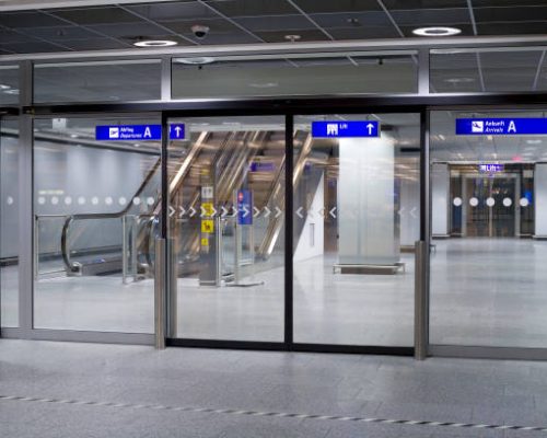 Automated connecting doors and staircase at the airport